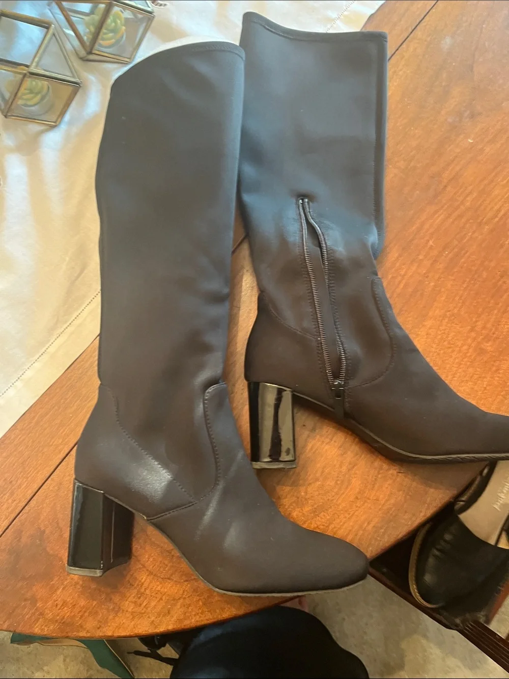 Donald J. Pliner Black Over-the-Knee Block Heel Boots
